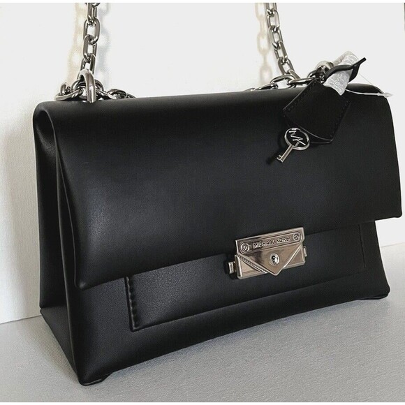 New Michael Kors Cece Medium Flap Shoulder Bag Black - Picture 2 of 5